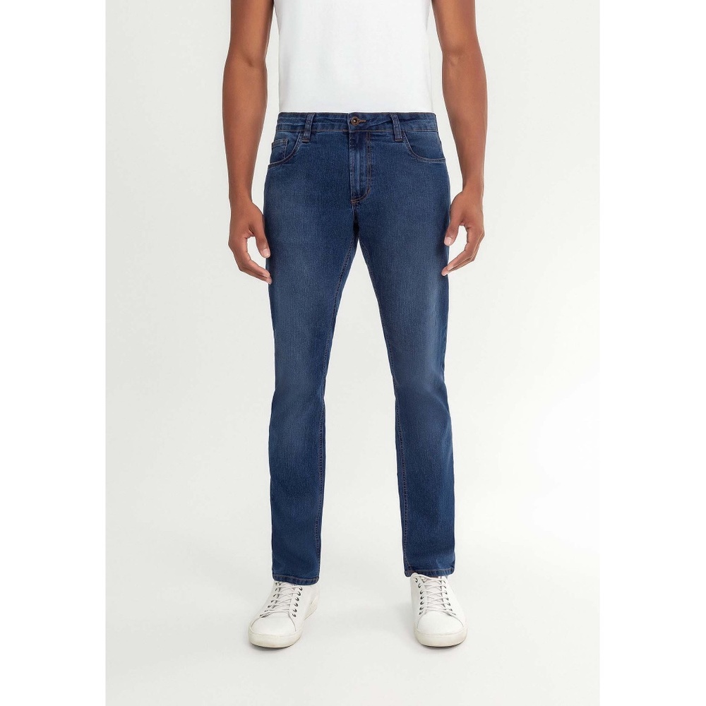 Hangar 33 | Brazilian Dark Wash Classic 5 Pocket Design Zip Front Slim Jeans